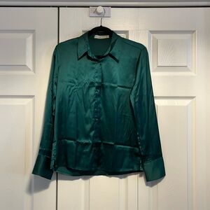 Emerald Green Abercrombie & Fitch Satin Dress Shirt